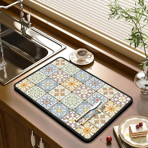 Diatom mud kitchen drain mat countertop absorbent table mat household cup and dish drying mat non-slip anti-fouling table mat