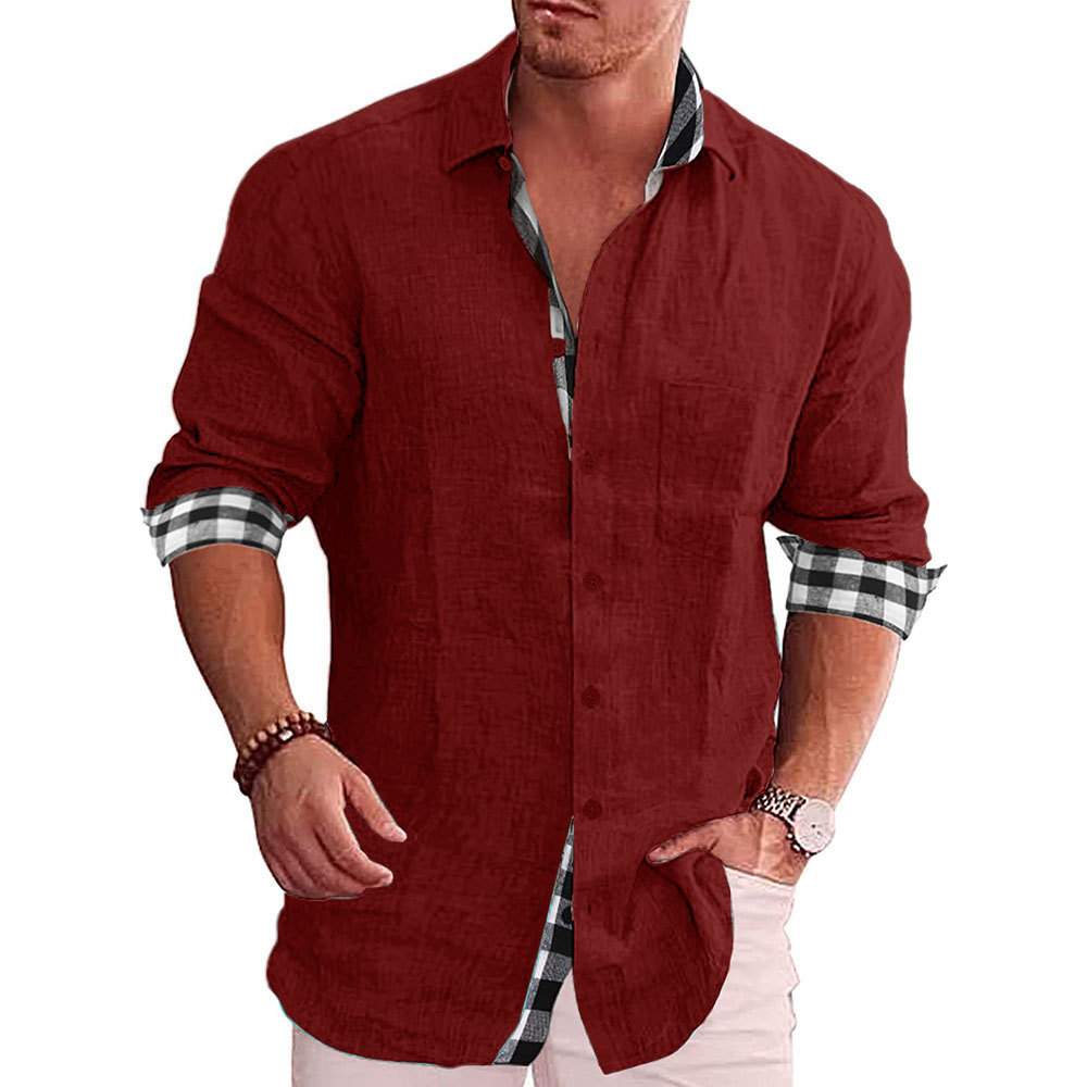 Camisa de hombre manga larga 2022 otoño europeo y americano casual hombres Camisa de algodón y lino hombres Amazon Comercio exterior camisa hombres