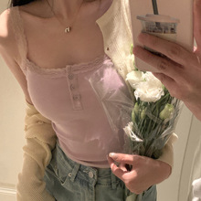 法式性感蕾丝吊带背心女装韩版2025夏季新款韩版紧身短款无袖上衣