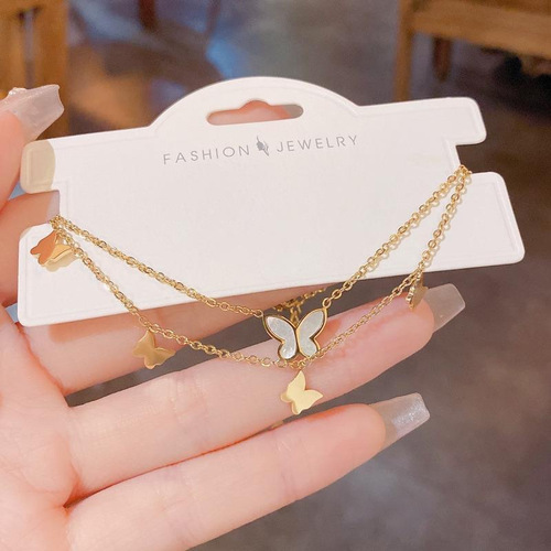 Butterfly anklet for women summer high-end  new trendy anklet titanium steel non-fading sexy ankle niche women