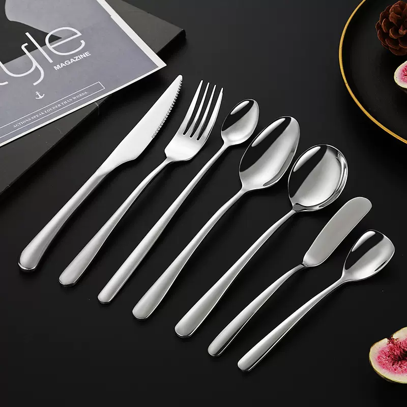 高端304不锈钢西餐具刀叉勺牛排勺子家用刀叉加厚高级感商用套装