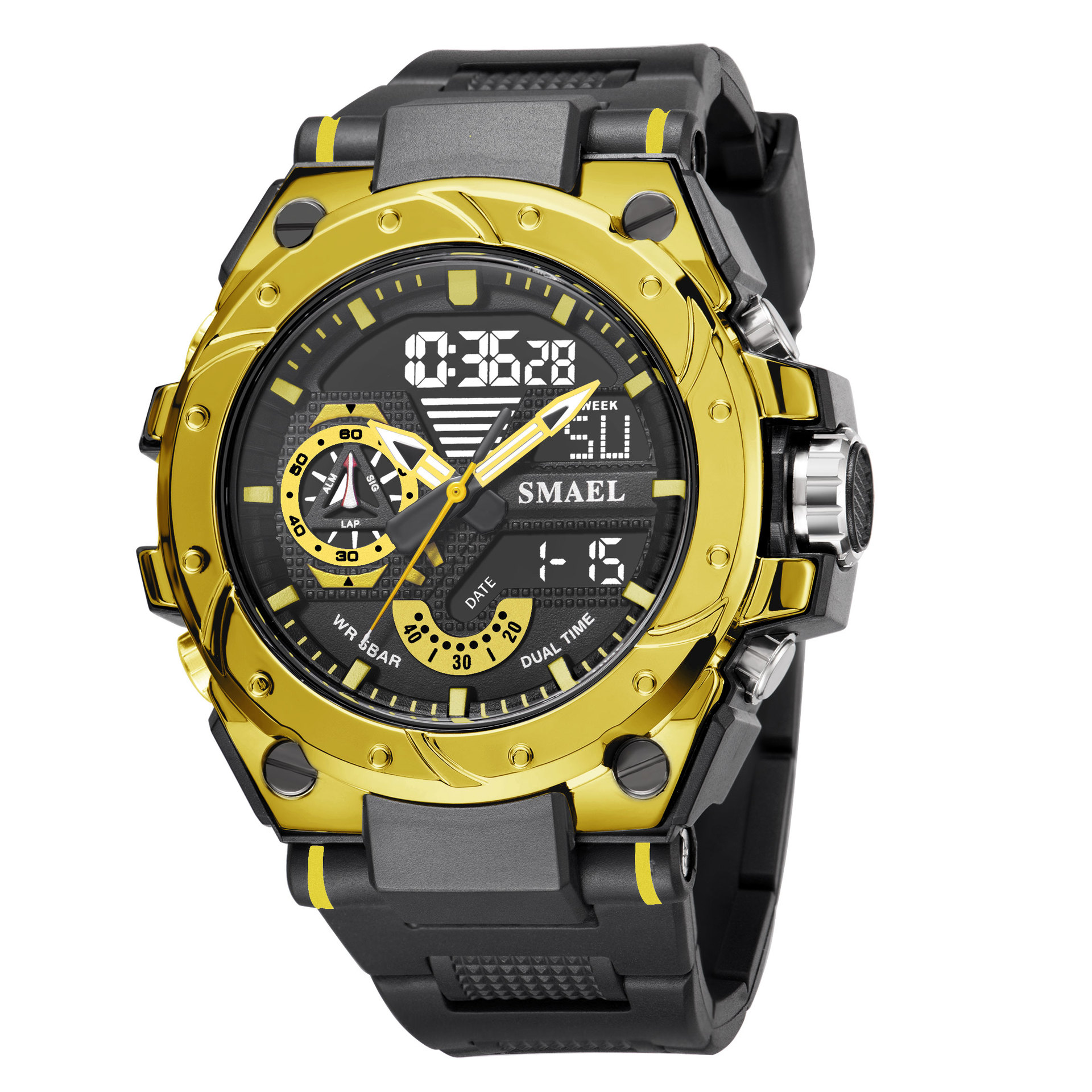 Reloj digital SMAEL 8060 para hombre, deportivo, multifuncional, de aleación, con esfera grande.