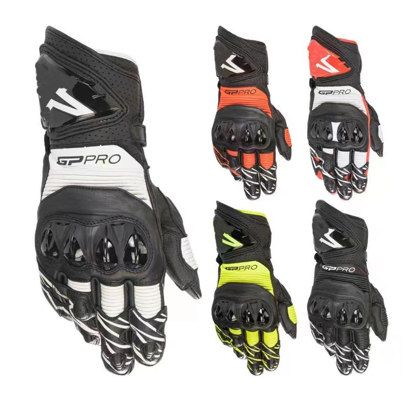 오토바이 트랙 장갑, 야외 라이딩용, 낙상 방지, 미끄럼 방지, 롱 스타일, 터치스크린 지원, 내마모성 가죽 장갑