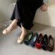 French Red Shallow Mouth Flat Shoes Women's 2024 Summer New Gentle Skirt Slip-on Doug Shoes