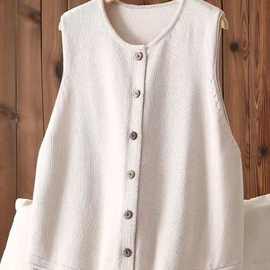 棉针织马甲女春秋薄款外搭日系小众文艺复古百搭宽松背心上衣潮