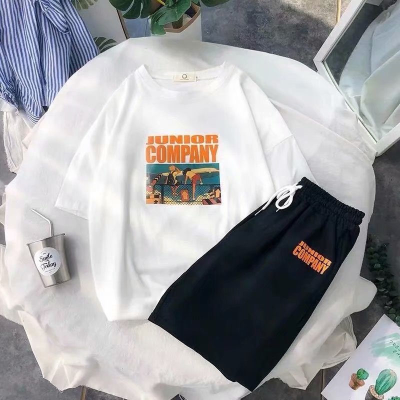 Deportes de verano corriendo traje casual pantalones cortos para hombres marca de moda guapo juego suelto Camiseta de manga corta traje de hombre