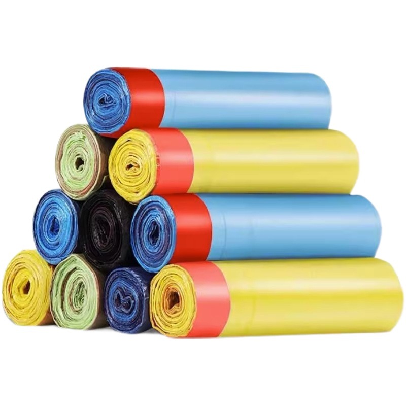 Bolsa de basura del hogar con cordón engrosado bolsa de basura de cierre automático de cocina portátil bolsa de plástico negro