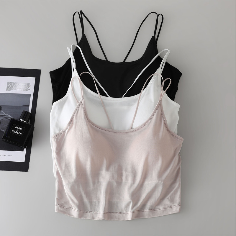 100% Mulberry Silk Double Shoulder Strap Beautiful Back Camisole Tube Top Solid Color Simple Versatile Silk Comfortable Breathable Small Vest