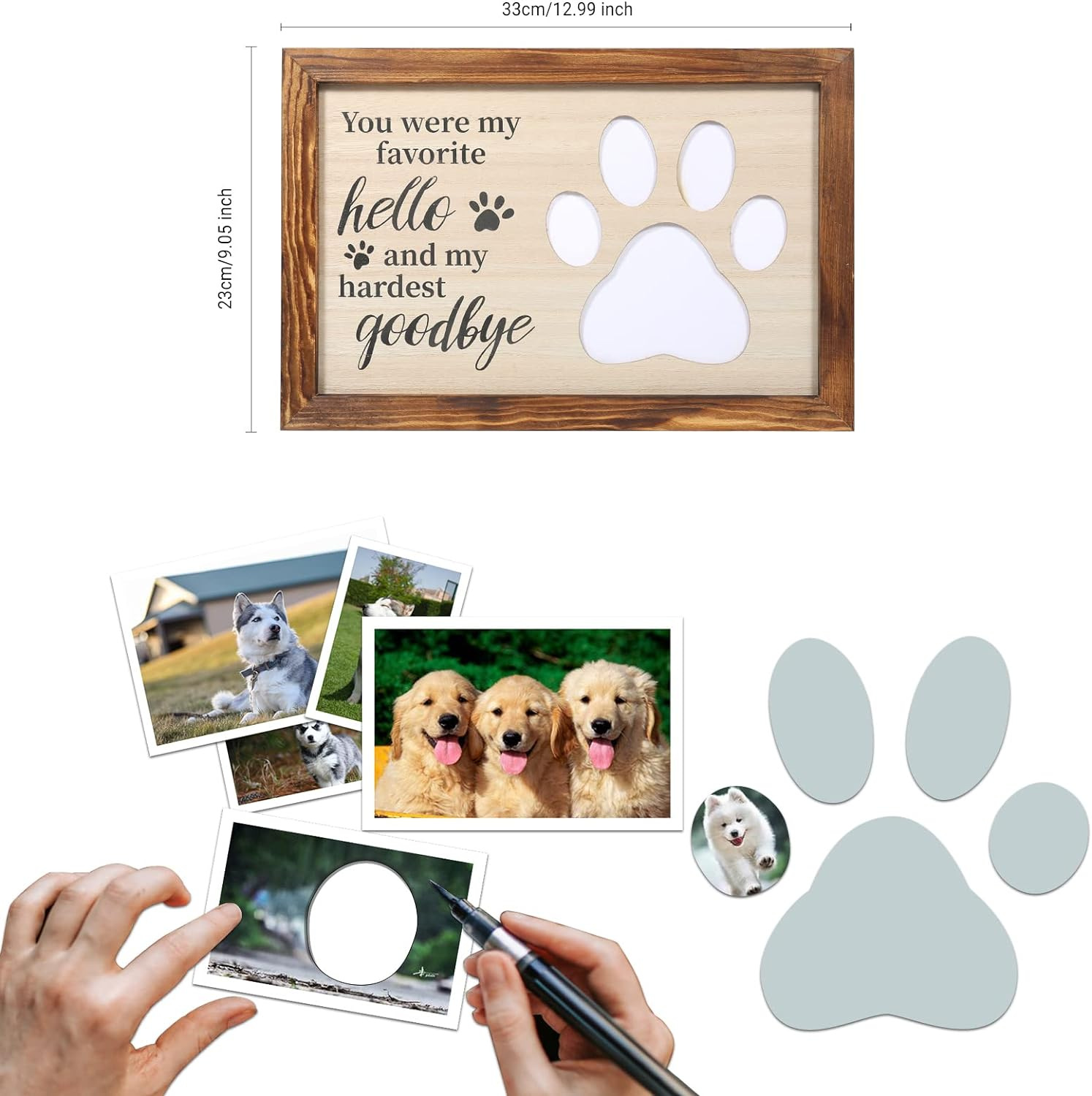 Registro de crecimiento de mascotas de madera marco de fotos conmemorativo decoración redacción creativa conmemorativa bricolaje marco de fotos decoración