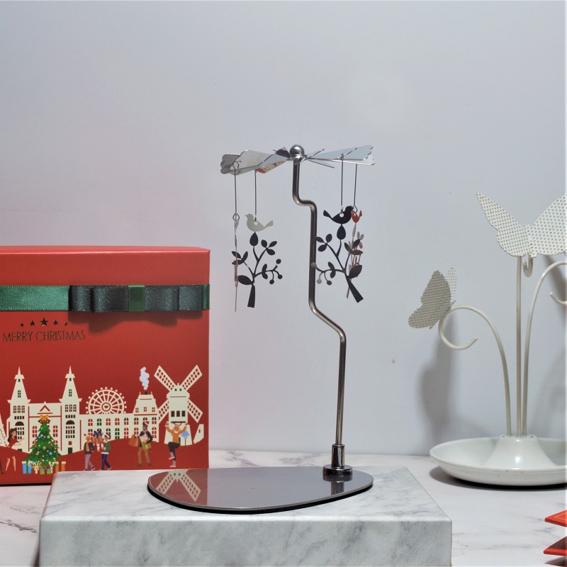 INS Amazon fuente Navidad aromaterapia Acero inoxidable doles triángulo redondo bandeja giratoria candelabro linterna