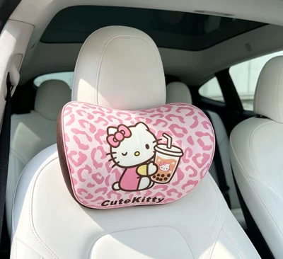 cushion for car – Headrest - one-pink-leopard-print-milk-tea-kt-headrest-memory-foam