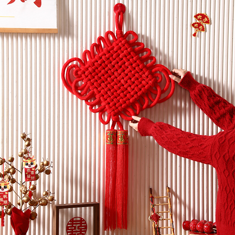 flannel chinese knot ornaments large living room pendant happy new spring 2026 new hallway new year decoration festive