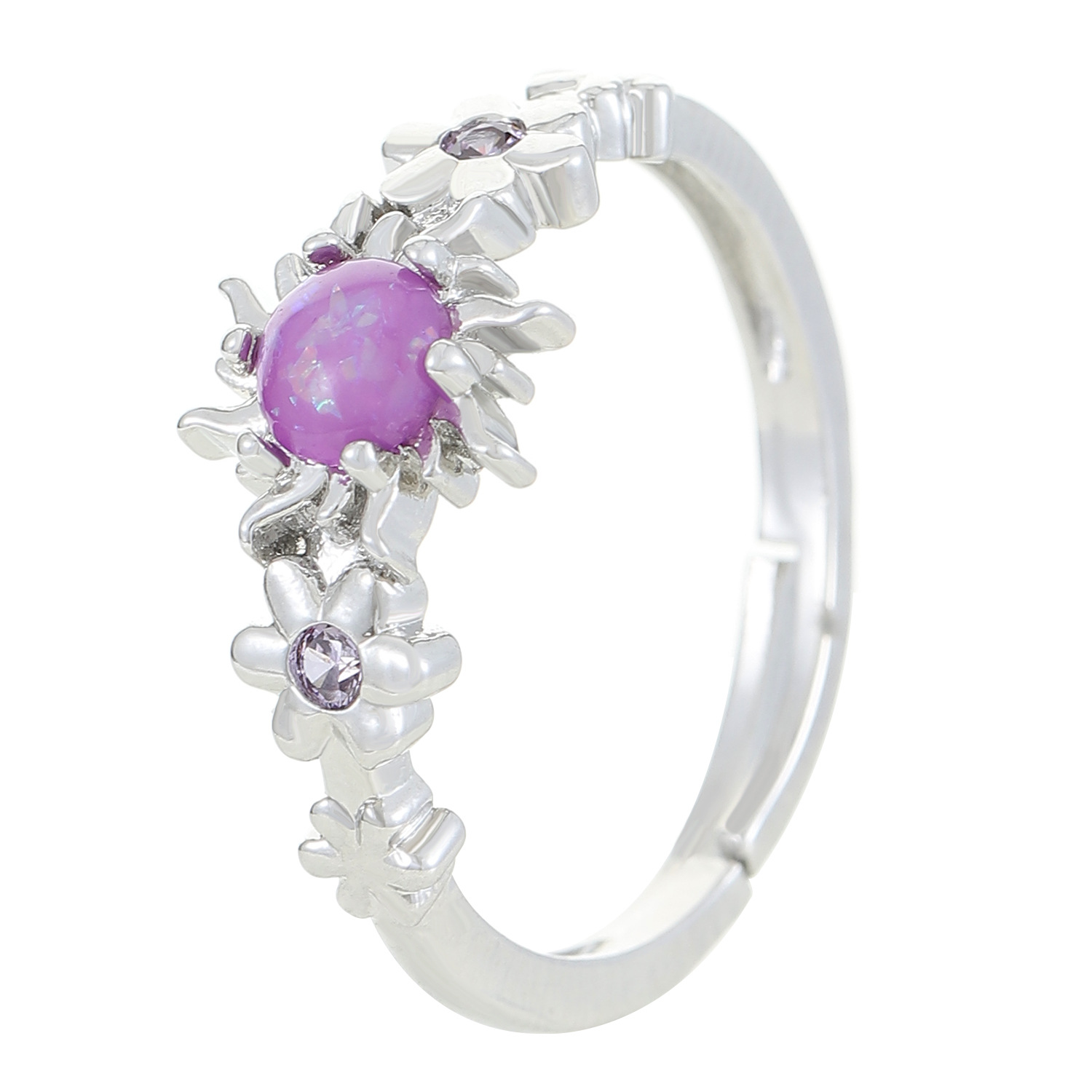 Couple, Unisex Gender Elegant Simple Style Flower Alloy Plating Couple Unisex Open Rings