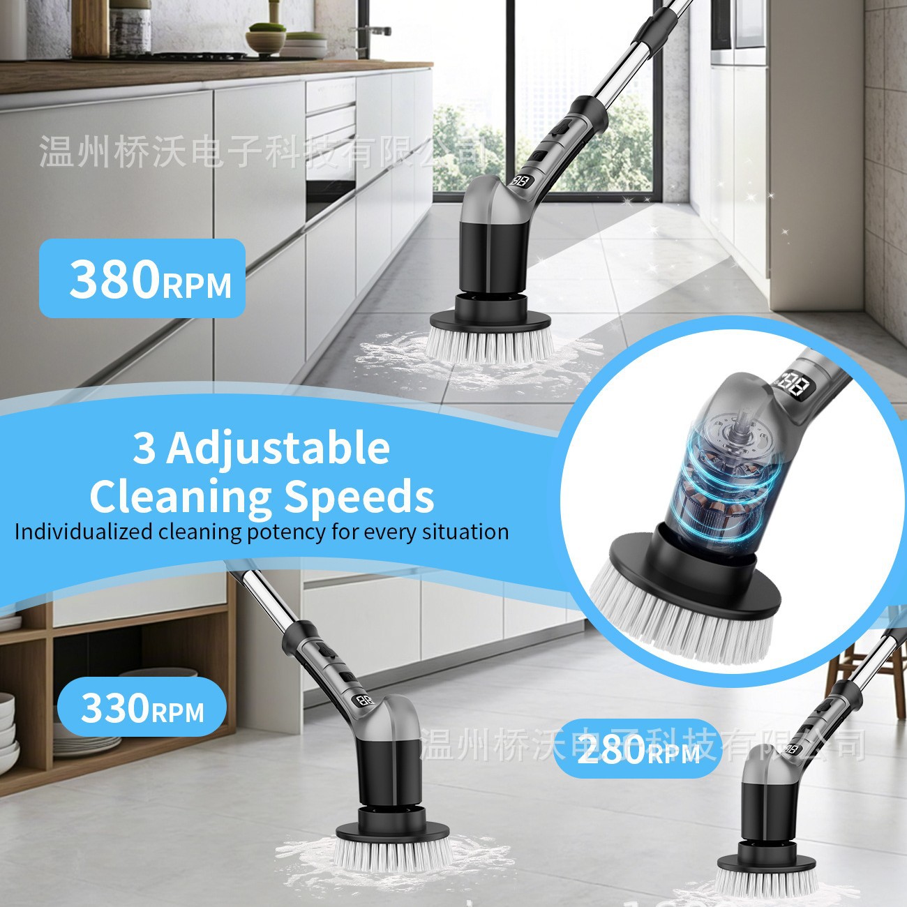Cepillo de limpieza eléctrico multifuncional Cepillo de limpieza de baño y cocina Cepillo de lavado de doble uso telescópico largo y largo del inodoro del hogar image 4