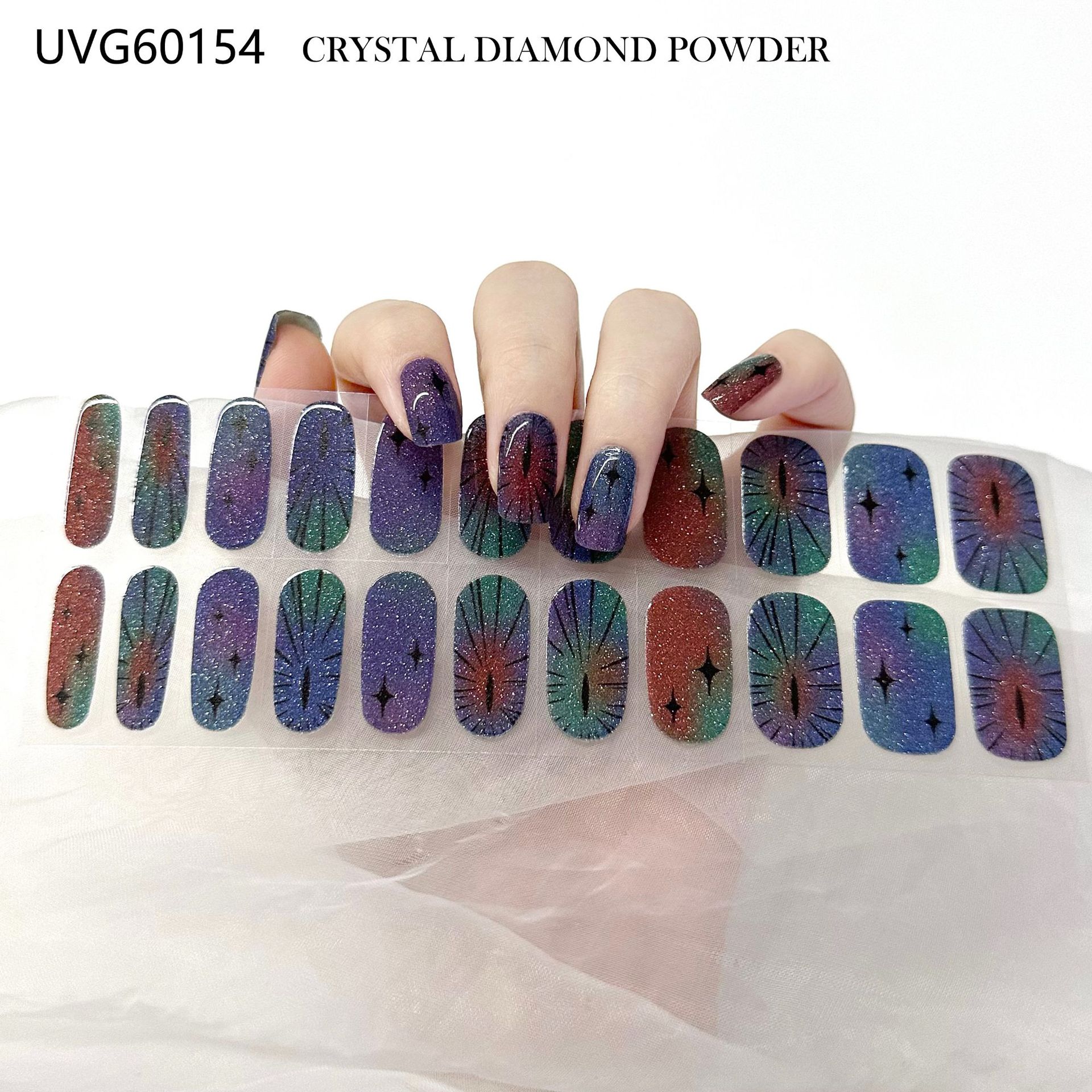 Pegatinas de uñas de gel UV transparentes efecto hielo, semicuradas, con lámina dorada, fototerapia, efecto película de aceite