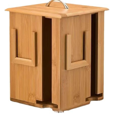 Estante de almacenamiento de bolsas de té de madera y bambú giratorio Estante de almacenamiento de bocadillos portátil para el hogar Gabinete de almacenamiento de alimentos del hotel al por mayor