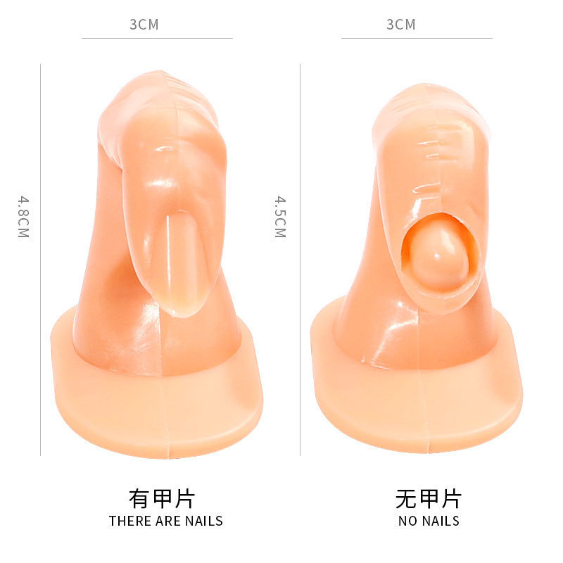 Nail Art Fake Finger Practice Hand Model Nail Display Stand Artificial Hand with Nail Pieces with Adhesive Backing Finger Model