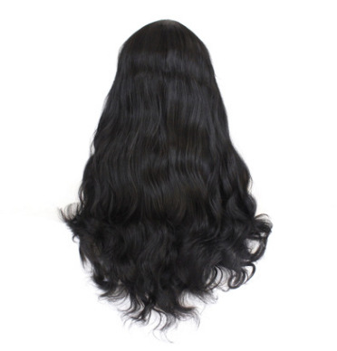 Funda de peluca de seda de alta temperatura de fibra química estilo de moda europeo y americano negro ondulado cabello largo y rizado encaje delantero LW0281