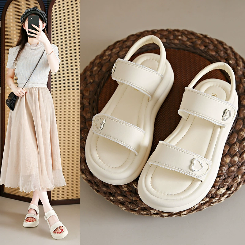 Спортивные римские сандалии на толстой подошве женский 2025 новый летний фея ветер минималистичный липучка пляжные сандалии