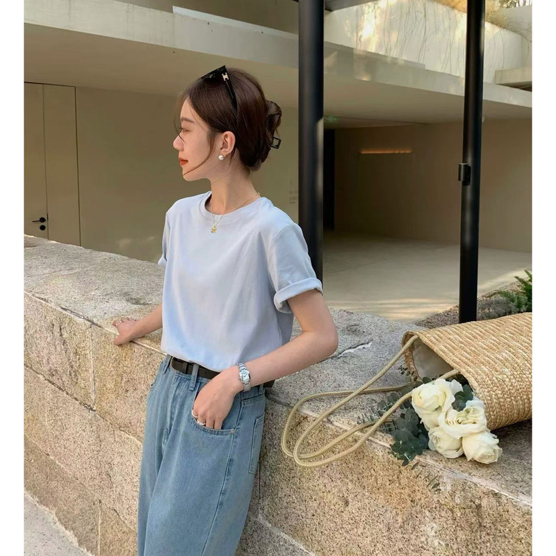 Basic Round Neck Short-Sleeved T-Shirt for Women in Summer, Loose and Lazy Style, Pure Cotton Bottoming Shirt, Lemon Yellow Basic Round Neck Short-Sleeved T-Shirt for Women in Summer, Loose and Lazy Style, Pure Cotton Bottoming Shirt, Lemon Yellow