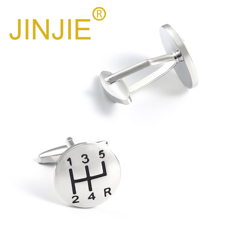 High-end round silver-plated manual gear metal cufflinks for foreign trade men's French cufflinks wholesale