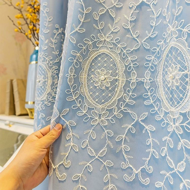 Shaoxing Keqiao простой европейский вышитый yarn интегрированныеFinished living room and bedroom large floating embroidery curtains