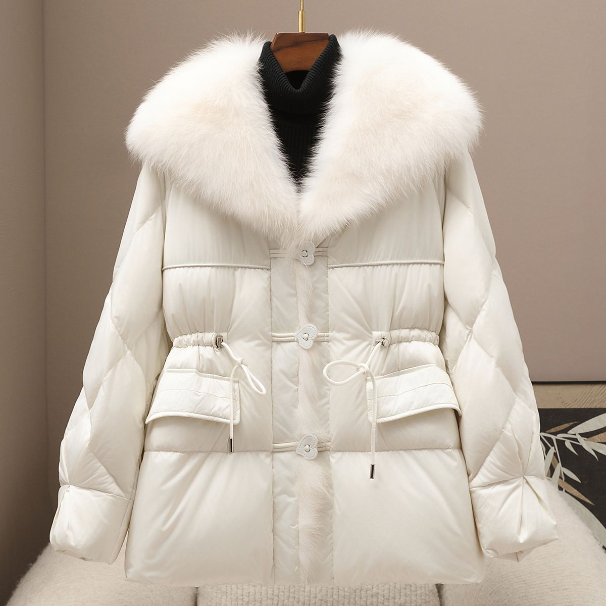 Small Quantity of Clothing 2025 New Autumn and Winter Women's 90 Goose down down Jacket Accessible Luxury Fox Fur Collar Slim Warm Jacket