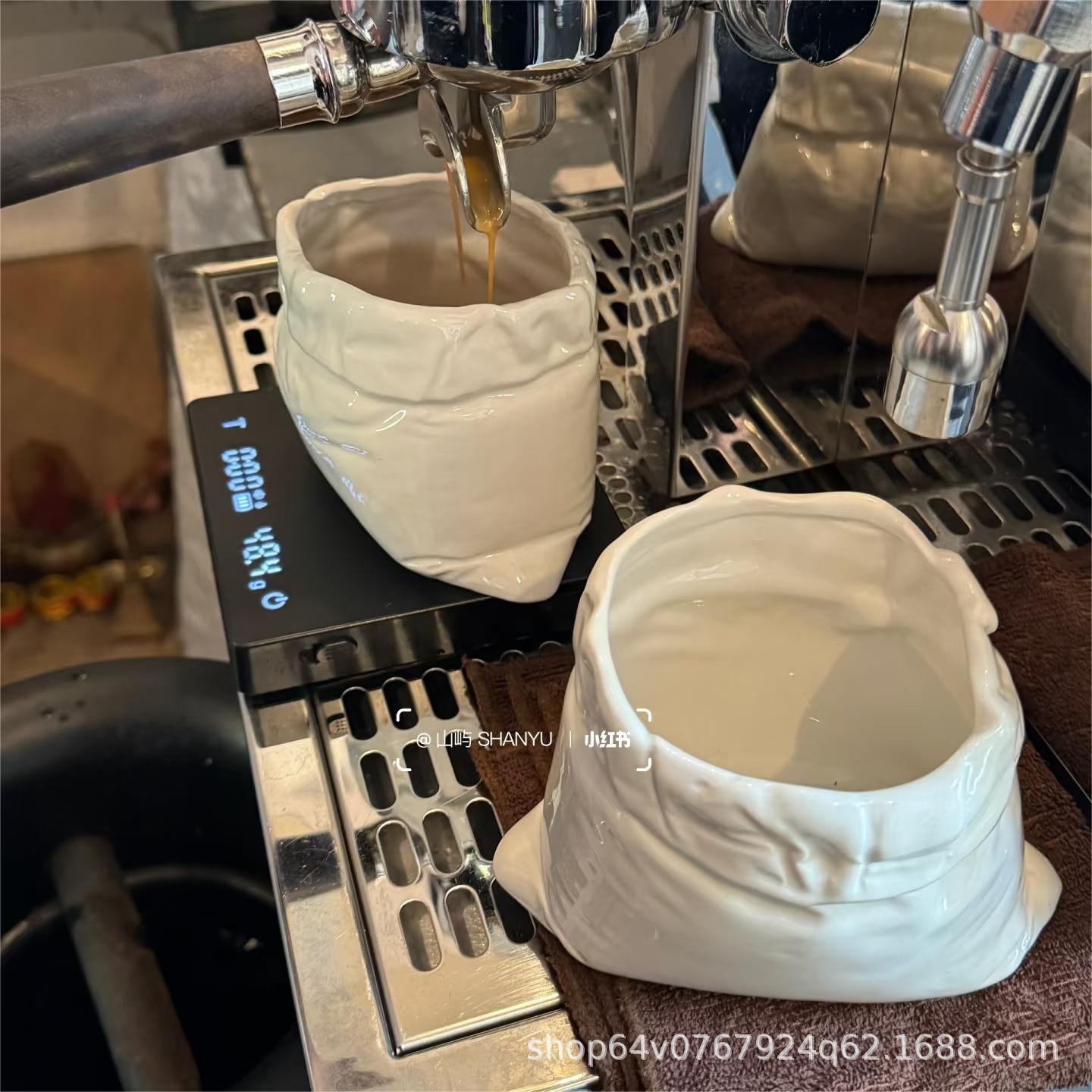 Creative coffee ceramic cloth bag, afternoon tea, tea cup
