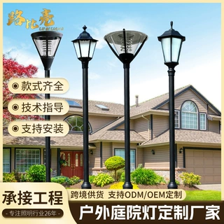 定制现代庭院户外灯小区别墅公园LED超亮太阳能路灯防水3米高杆景