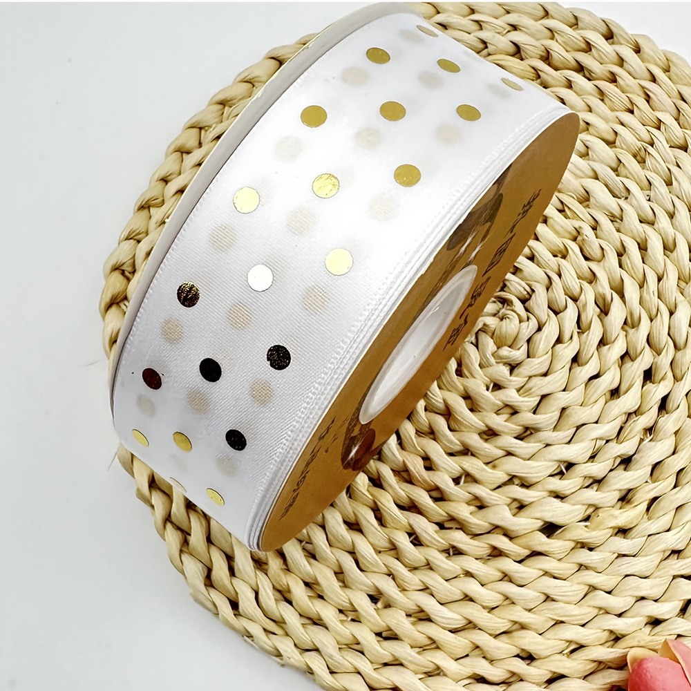 4CM gran punto dorado cinta acompañante regalo de mano embalaje flor caja de pastel decoración punto de onda hecha a mano cinta de poliéster DIY
