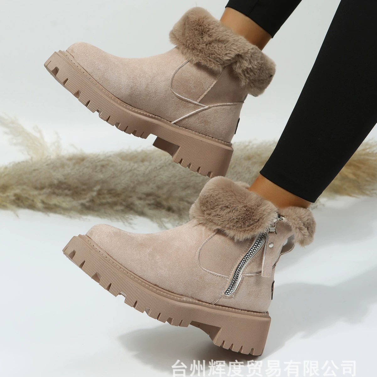 Хлопчатобумажная обувь женский 2024 новый зимний меховый снег сапоги женский бархат повседневные сапоги Мартин сапоги большой хлопок обувь женский