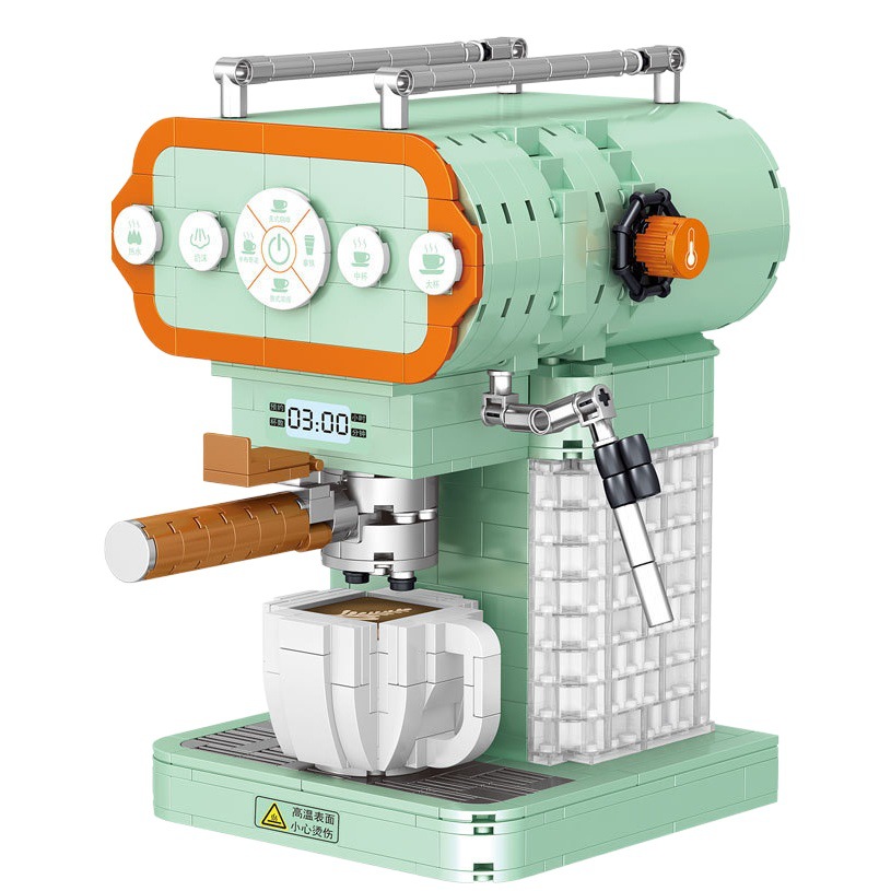 Nueva Lin07 Zhegao 01008 simulación moderna mini máquina de café modelo creativo decoración montaje bloques juguete