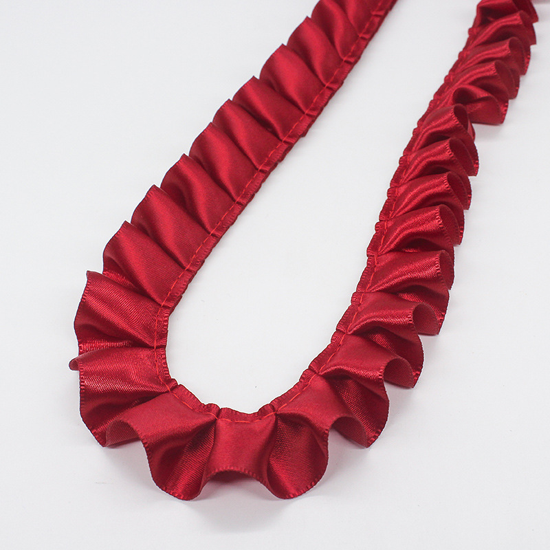 Fabricantes al por mayor de 2.5cm de ancho poliéster único borde de loto plegado cinta DIY accesorios de ropa hecha a mano cinta de encaje decoración image 9