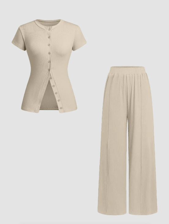 Completo due pezzi da donna con pantaloni e top a maniche_voghion.com