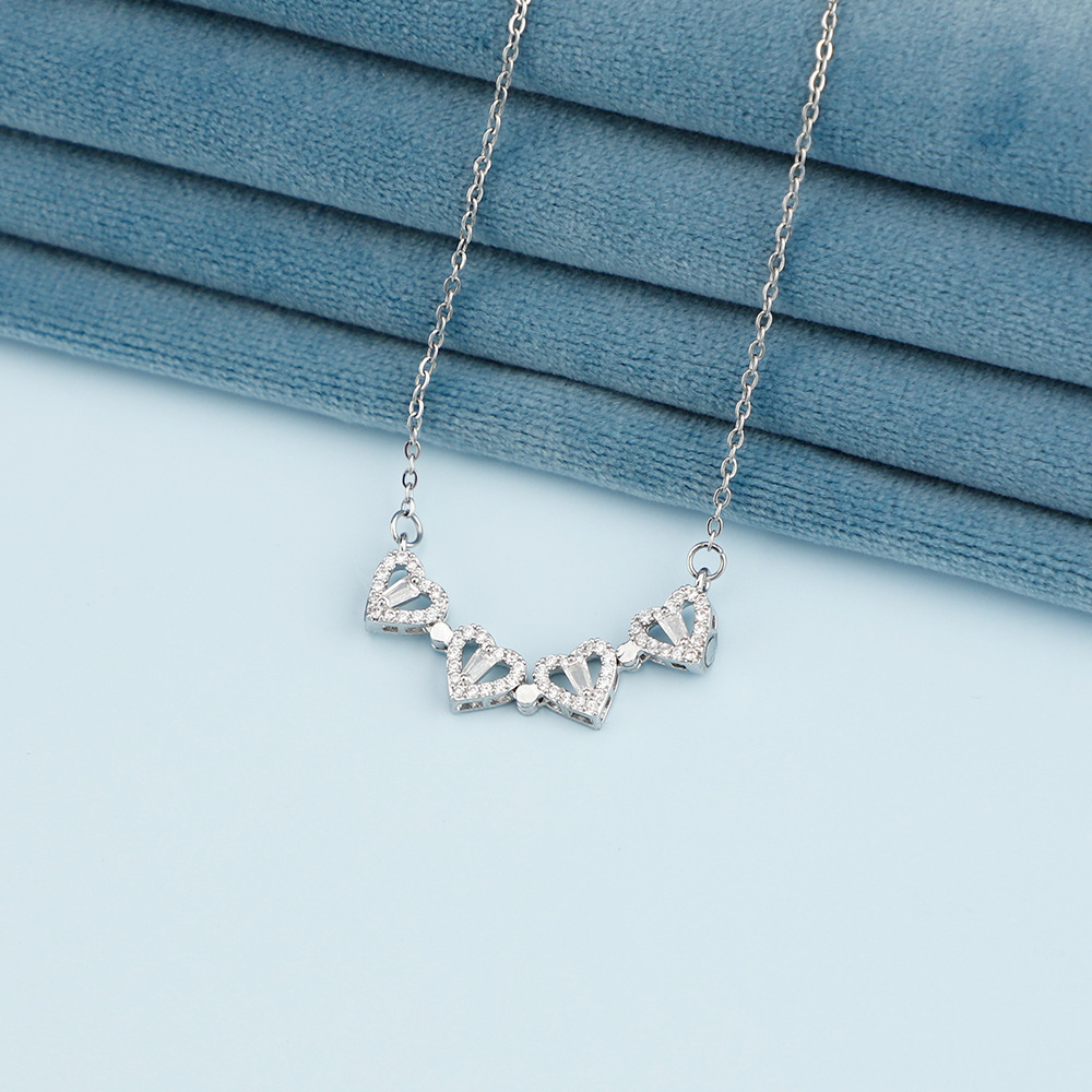 cable chain Chain Type Stainless Steel Copper Simple Style Four Leaf Clover Plating Inlay Zircon Pendant Necklace
