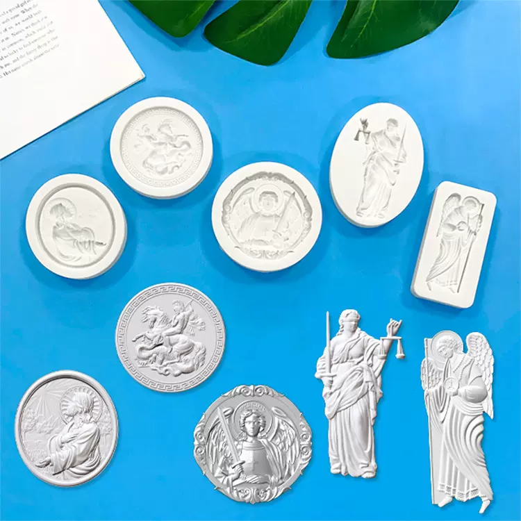 硅胶模具 天使浮雕吊坠模具 希蜡女神复古蛋糕装饰翻糖模具