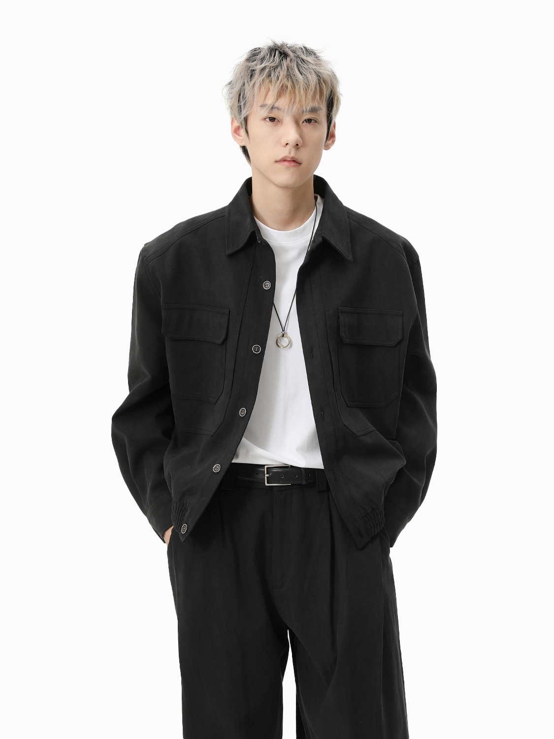 MTLCLOTHES Hombres| Chaqueta de cuello ligera y minimalista para parejas, abrigo de moda relajado, moda casual, moda