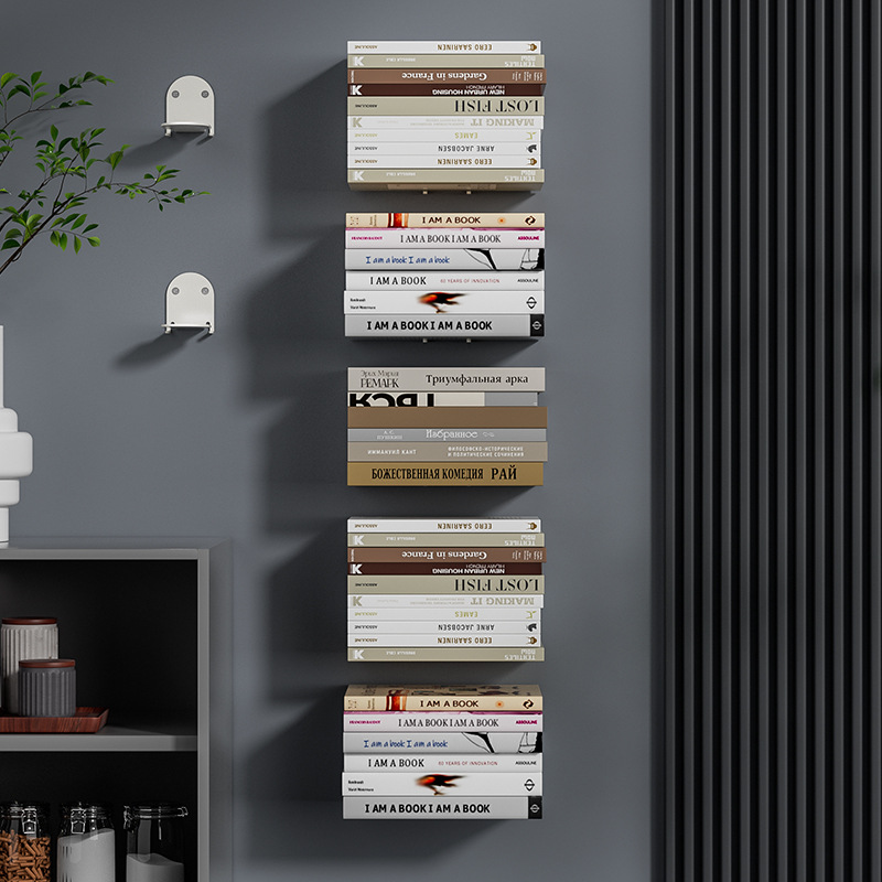Nuevo gancho de pared de metal sin perforación estante de libros invisible estante de almacenamiento de libros multifuncional estante de almacenamiento de libros doméstico