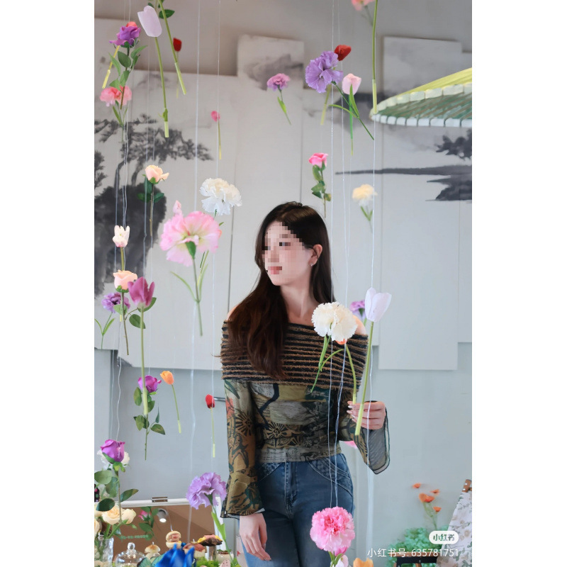 多巴胺花结婚花帘子鱼线悬浮花门帘吊饰婚房布置装饰|undefined