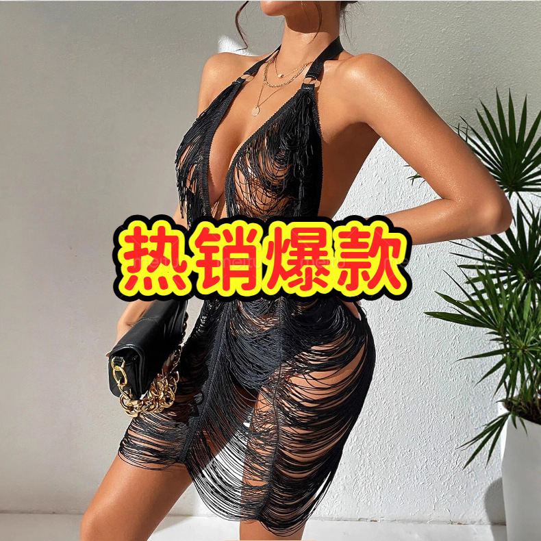 2026 Cross-Border Wish Independent Platform Summer New Halter Neck Backless Sexy Fabric Line Dress for Women Yx3888