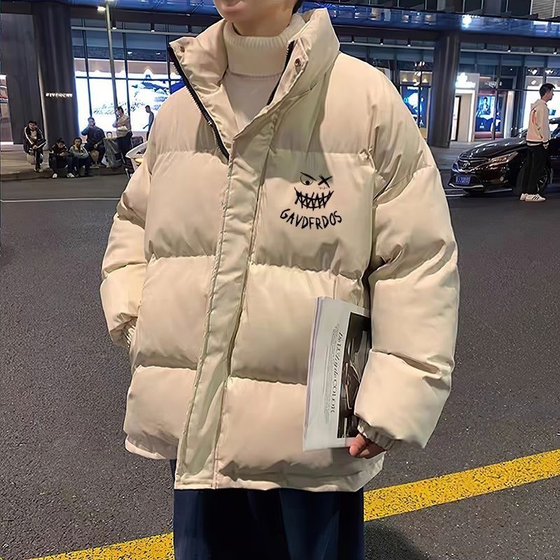 美式印花秋冬棉服棉袄子加厚宽松加绒百搭新款面包服情侣外套潮男