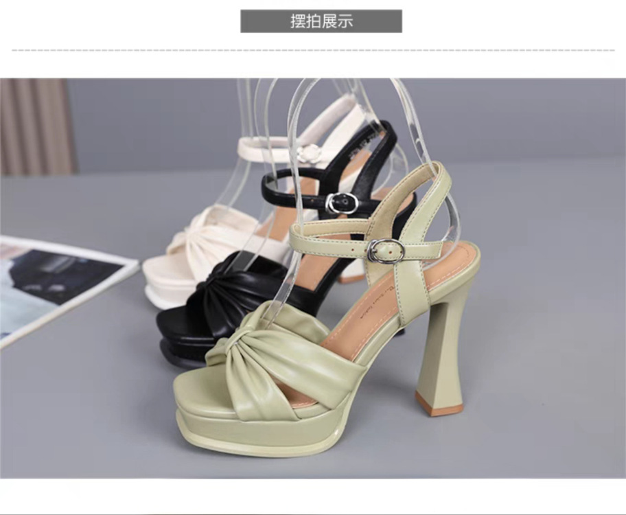 Women's High-Heeled 2024 Summer New Style High-End Chunky Heel Sandals With Waterproof Platform And Single Strap Buckle_vogvips.com