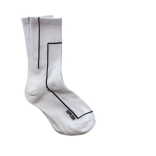 Summer simple vertical stripes high elastic texture mid-calf sports socks for men, socks for women, white line geometric trendy socks