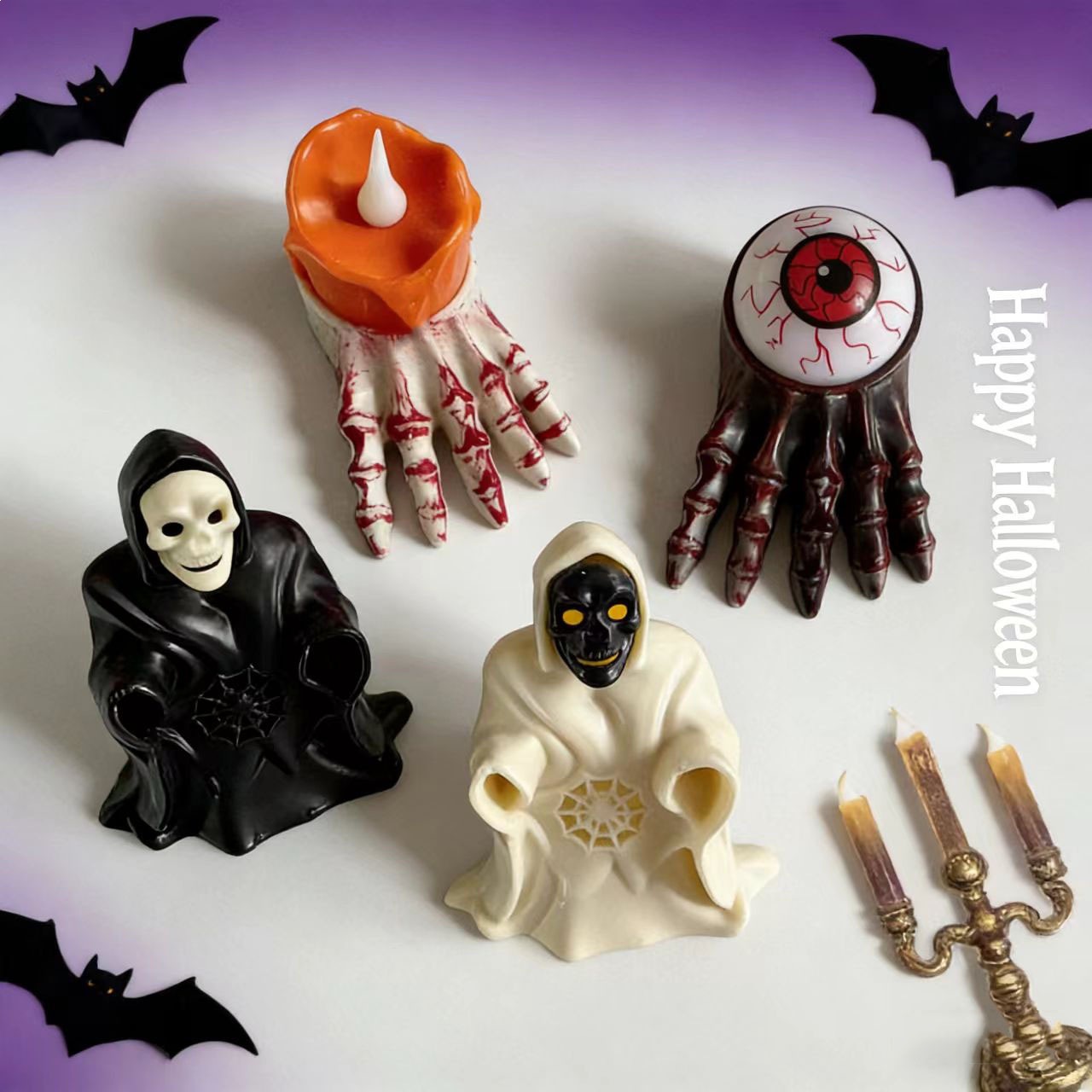 Halloween de la muerte ropa negra lámpara esqueleto atmósfera decoración prop LED fantasma día decoración esqueleto pie ojo lámpara de noche