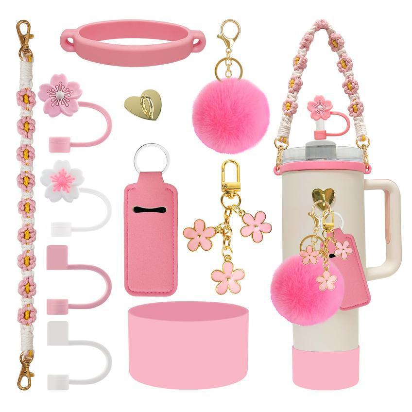 Pink Stanley Decoraciones Stanley Taza Accesorios Stanley Taza de vidrio de 30/40 onzas con asa