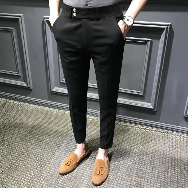 春秋季西裤男韩版修身男士西装裤小脚九分休闲裤潮流9分裤子男潮.