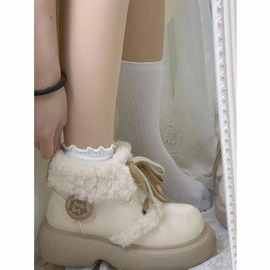 保暖白色雪地靴女2022年冬季加绒加厚可爱软妹少女时尚短靴