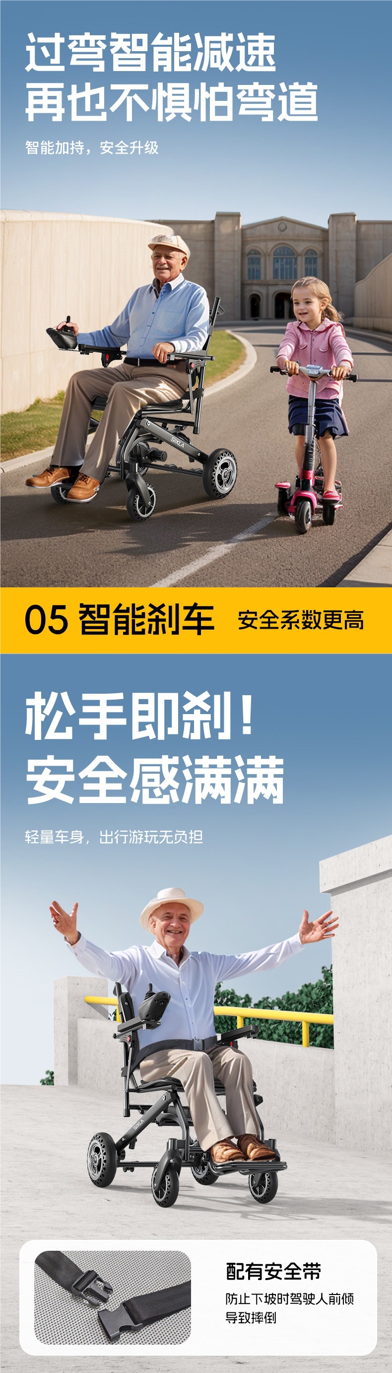 Ultra-Light Foldable Electric Wheelchair, Lightweight and Compact, Smart and Fully Automatic Portable Mobility Scooter for the Elderly