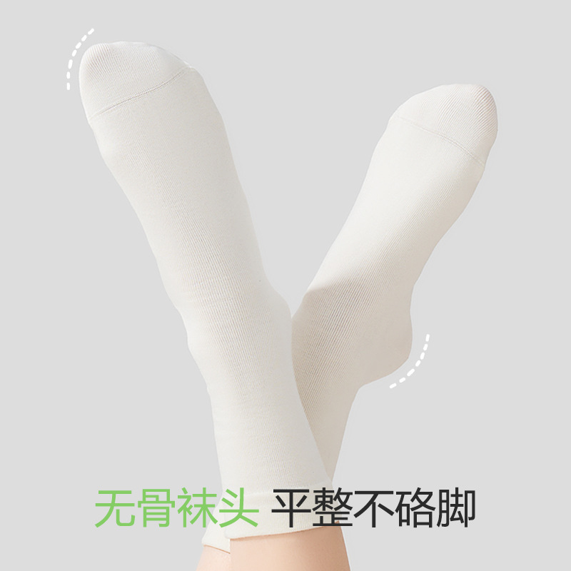 Calcetines Zhuji para mujer, calcetines de tubo transpirables antibacterianos finos de verano, calcetines de luna de boca suelta cerosa suave, calcetines de pila de dopamina al por mayor