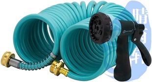 7.5m American EVA Garden Telescopic Spring Pipe Garden Water Pipe Internal and External Tooth Copper Joint 7 Functions High-grade Water Gun